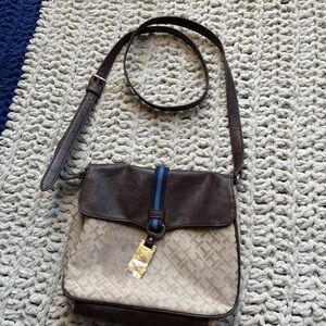 Tommy Hilfiger Brown and Cream Crossbody Bag